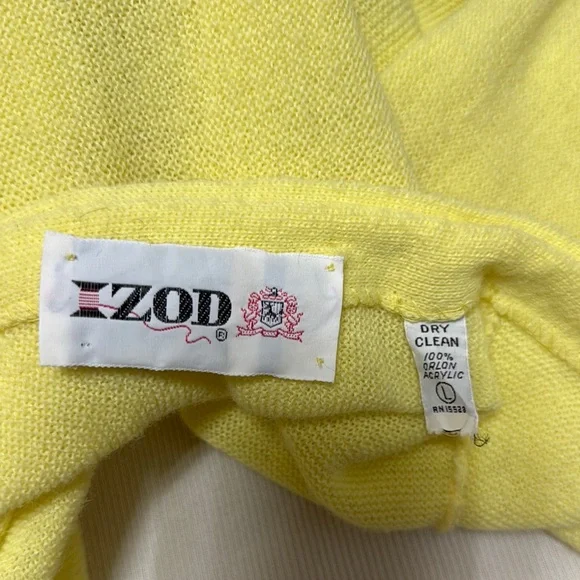 VINTAGE IZOD/Lacoste Yellow Cardigan Sweater Unisex Size L pre-owned. - Picture 4 of 8